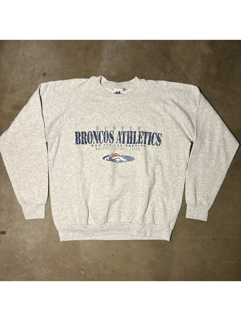 Vintage 90's Denver Broncos Men's Crewneck Sweatshirt Gray Size Large